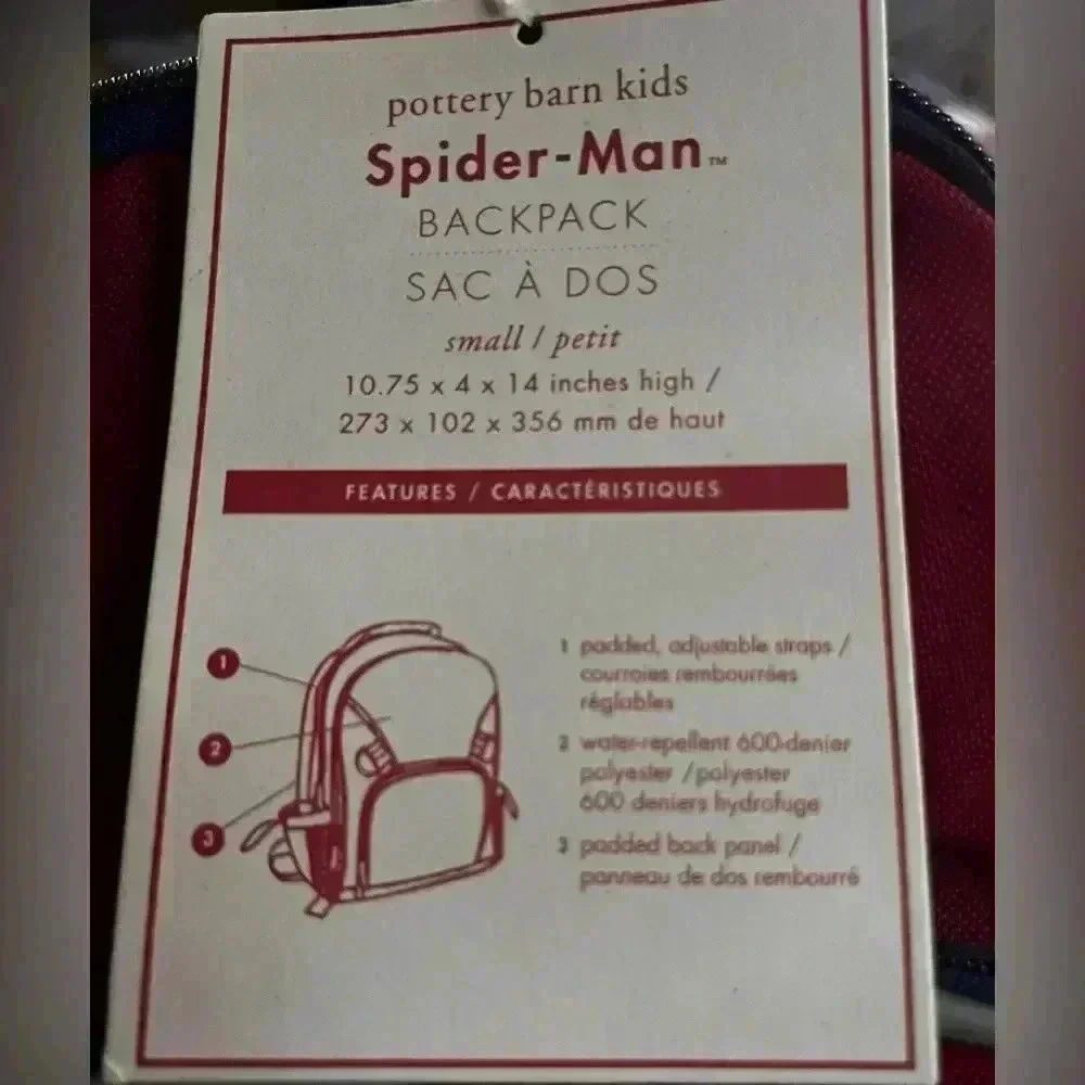Pottery Barn Kids x Marvel Spider-Man MacKenzie Small backpack NEW WITH TAGS